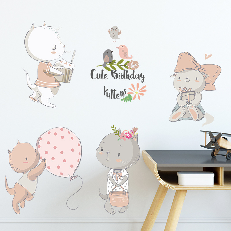 New Fx-d241 Cartoon Cute Kitty Children's Bedroom Hallway Wall Beautifying Decorative Wall Sticker Self-adhesive display picture 3