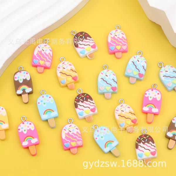 Wholesale Resin DIY Jewelry Accessories Ice Cream Popsicle Pendants Necklace Charms Keychain Earrings Accessories