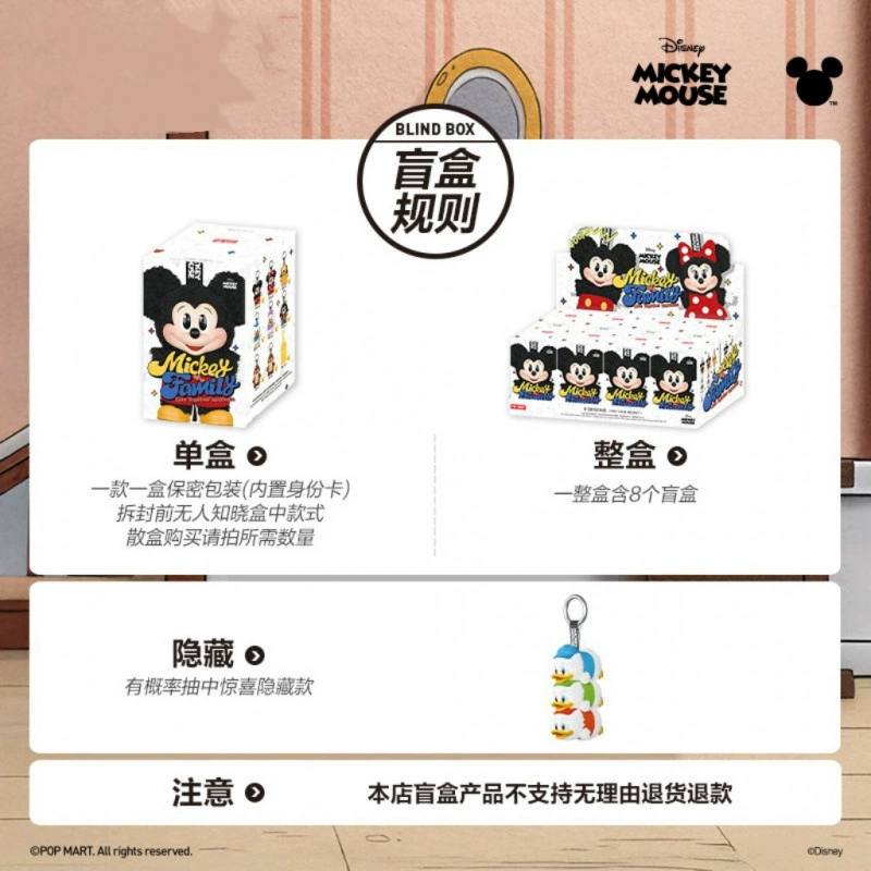 Спот MINISO Микки Маус Слепая коробка игрушка Микки Минни клейкая кукла Микки семейная серия плюшевый рюкзак-подвеска