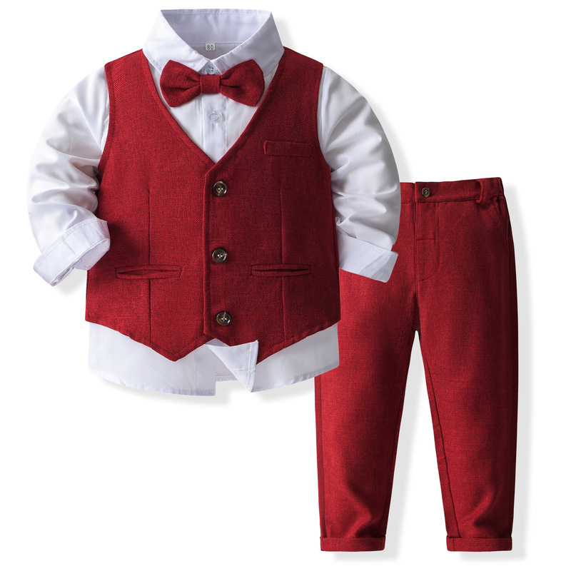 Boys' Dress Children's Clothing Spring and Autumn New Children's Shirt Vest Pants Suit Baby Suit Baby Clothes Clothing Boys' Dress Children's Clothing Spring and Autumn New Children's Shirt Vest Pants Suit Baby Suit Baby Clothes Clothing