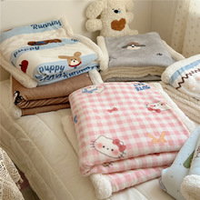 卡通可爱羊羔绒加厚休闲毯子牛奶绒毛毯珊瑚绒盖毯少女午睡毯批发