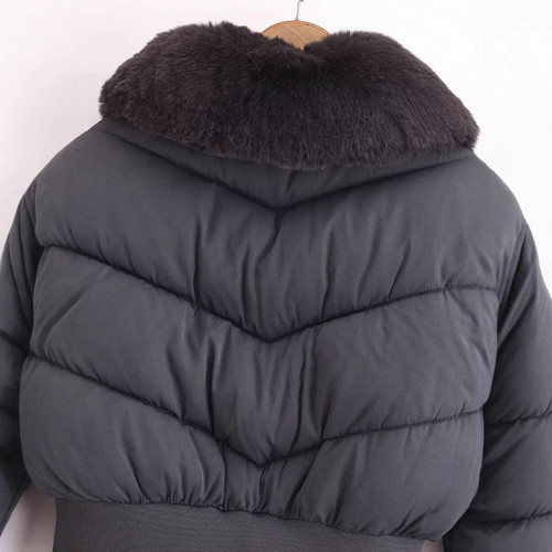 Cross-border 2024 Winter European and American Style Cross-border Women's Fashion Personalized Detachable Fur Collar Short Cotton Padded Jacket Coat 09 68