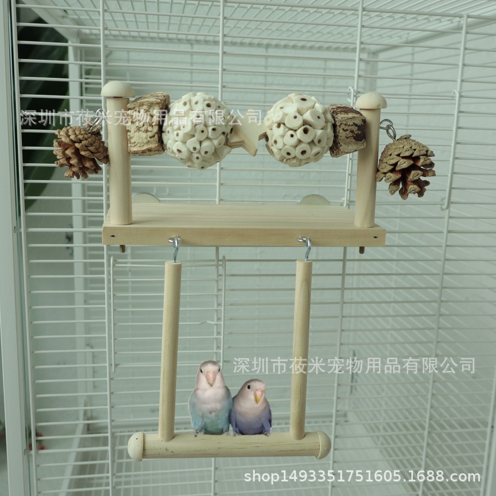 Parrot Solid Wood Fruit Chewing Toy Play Platform Bird Cage Accessories Resting Pedal Peony Tiger Skin Black Phoenix Supplies