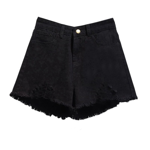 Hottest Trendy Women's Loose High-Waisted Straight Leg Wide Leg A-Line Denim Shorts for Summer Casual Breakhole