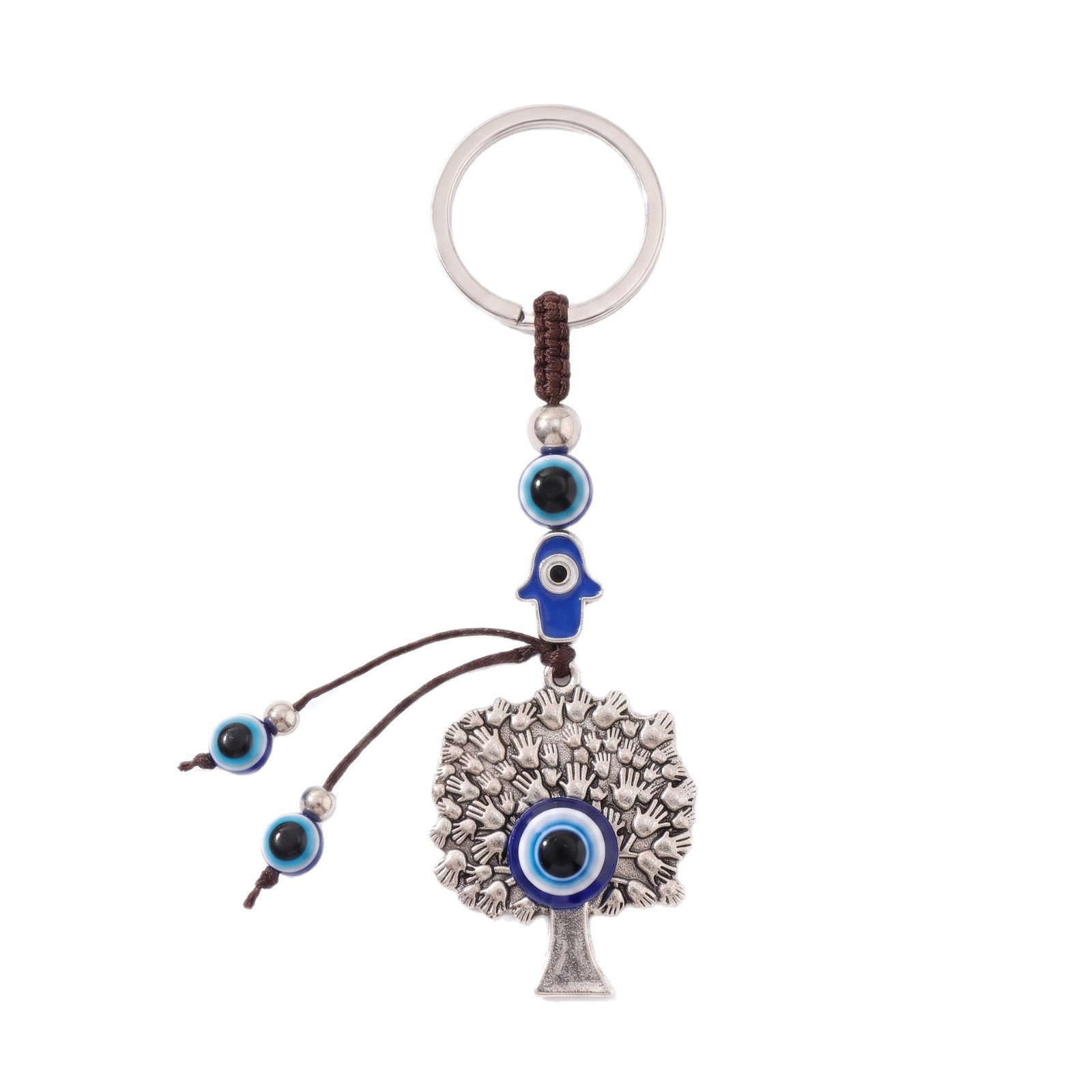 Ventas transfronterizas turcas de ojos azules viento nacional árbol de vida Fátima llavero de aleación de mano bolsos pequeños accesorios