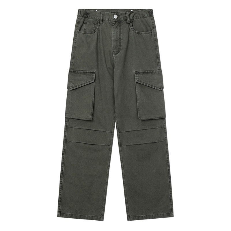 11kn original nacional moda americana calle overoles hombres sueltos micro cuerno bolsillo pantalones alta calle ins moda al por mayor