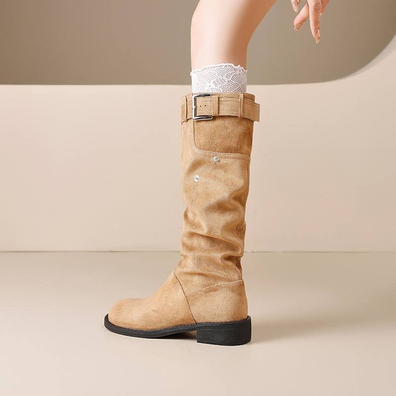 Auge Lion-Deng botas para mujeres 2025 nuevo otoño y invierno con suela gruesa Meirade botas de caballero pequeñas.