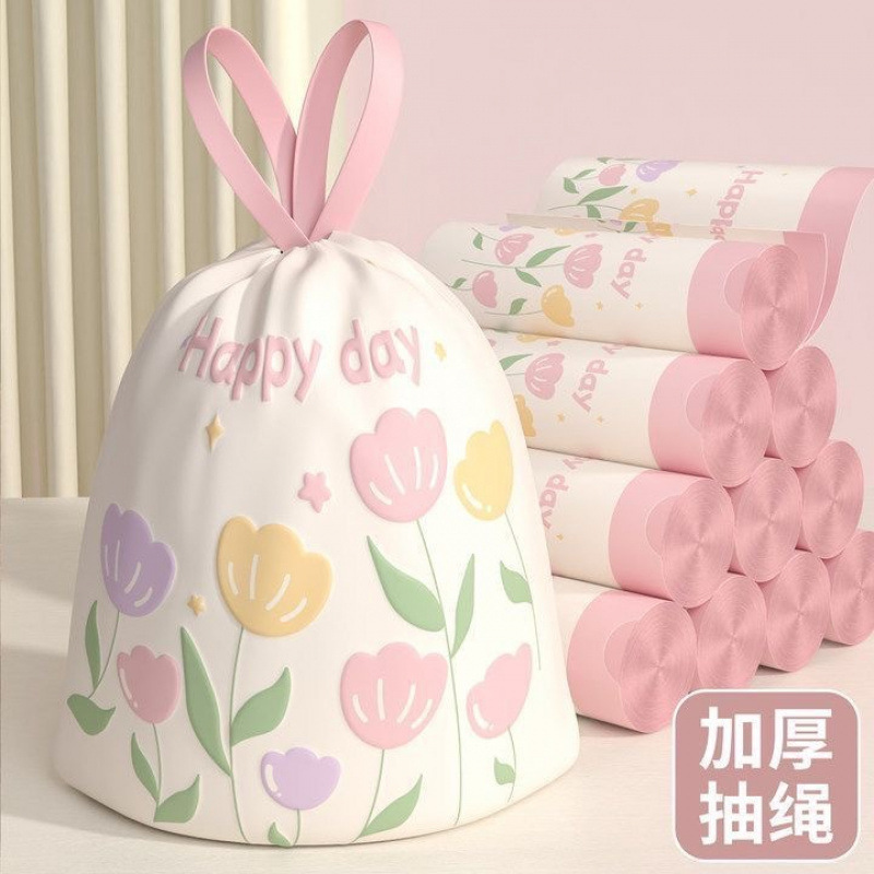 垃圾袋可爱家用加厚加大手号提式清洁袋厕所卫生袋抽绳式特厚|undefined