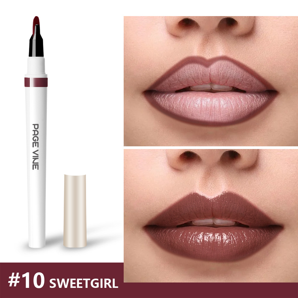 Lípido labial de maquillaje transfronterizo 2 - en - 1 lipstick impermeable y duradero, lipstick líquido de lipstick