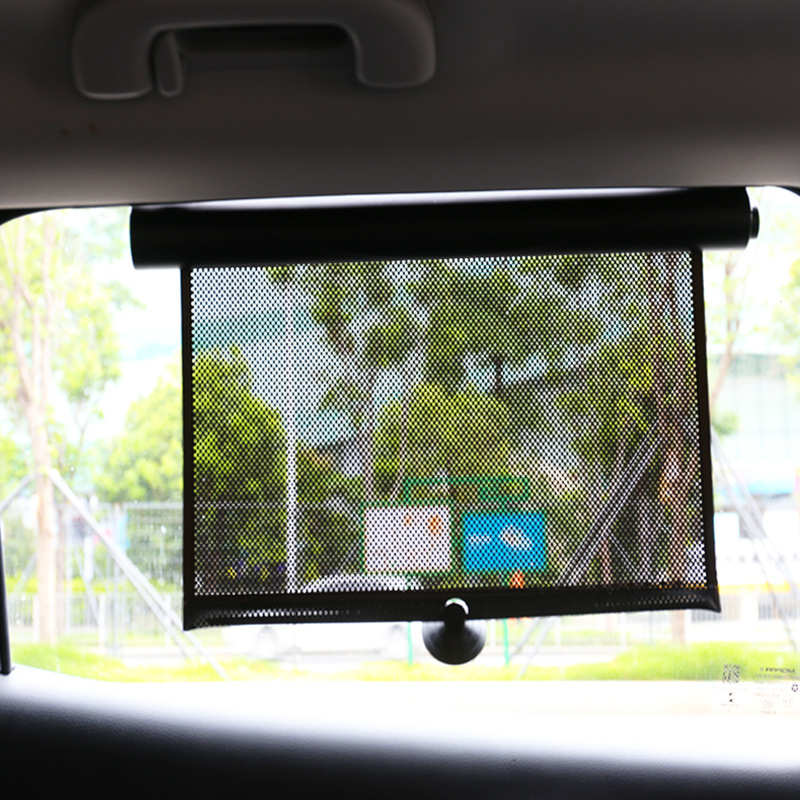 跨境汽车自动卷帘遮阳挡隔热帘车载窗帘车用自动伸缩太阳挡遮阳帘