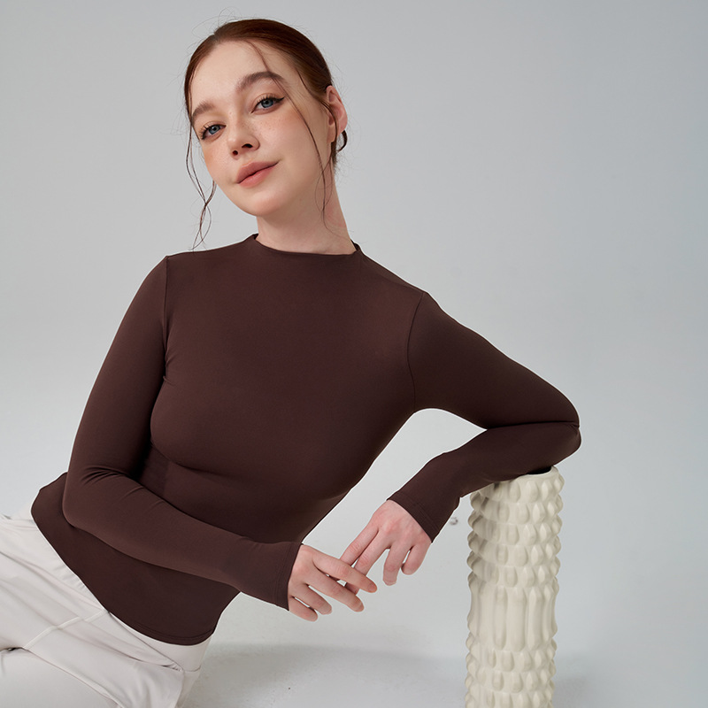 Otoño y invierno, chaqueta deportiva de cuello alto, ropa de yoga, flexibilidad apretada y transpirable, flexibilidad desnuda, yoga, fitness, mangas largas.