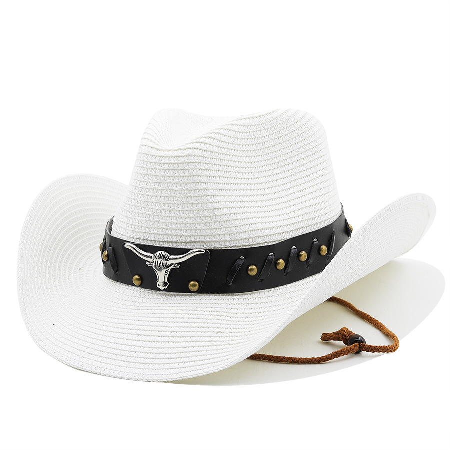 Unisexe Style Cow-boy Couleur Unie Avant-toit Large Chapeau De Paille display picture 3