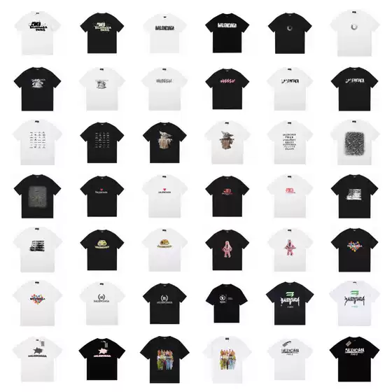 Cross-Border B Luxury Trendy Printed Letter Logo Short-Sleeve Trendy Brand Foreign Trade European Goods 260g Round Neck Unisex Loose T-Shirt
