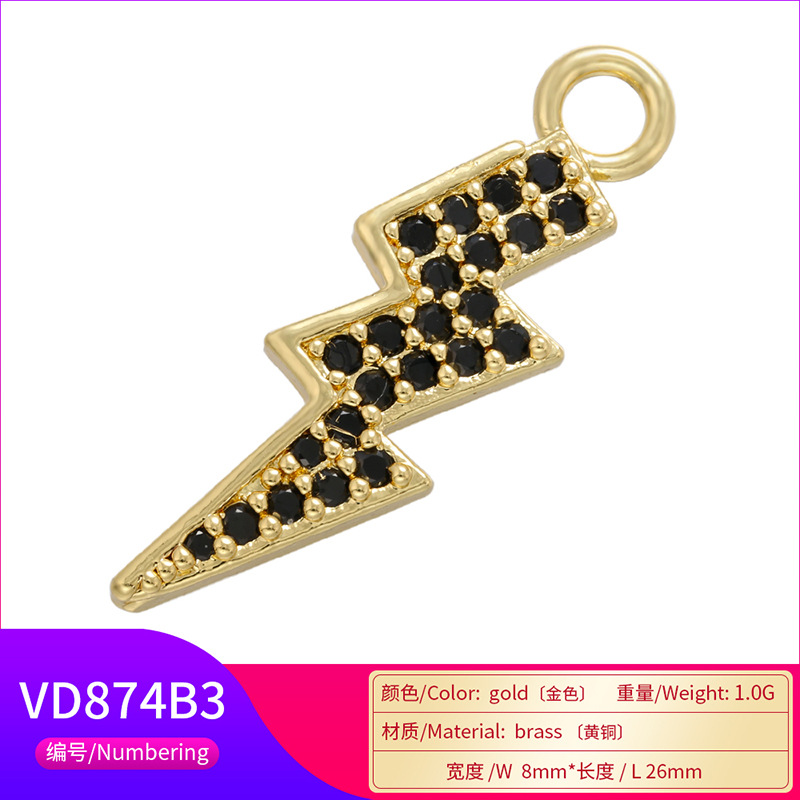 Wholesale Micro-inlaid Colored Diamond Lightning Pendant Nihaojewelry display picture 4