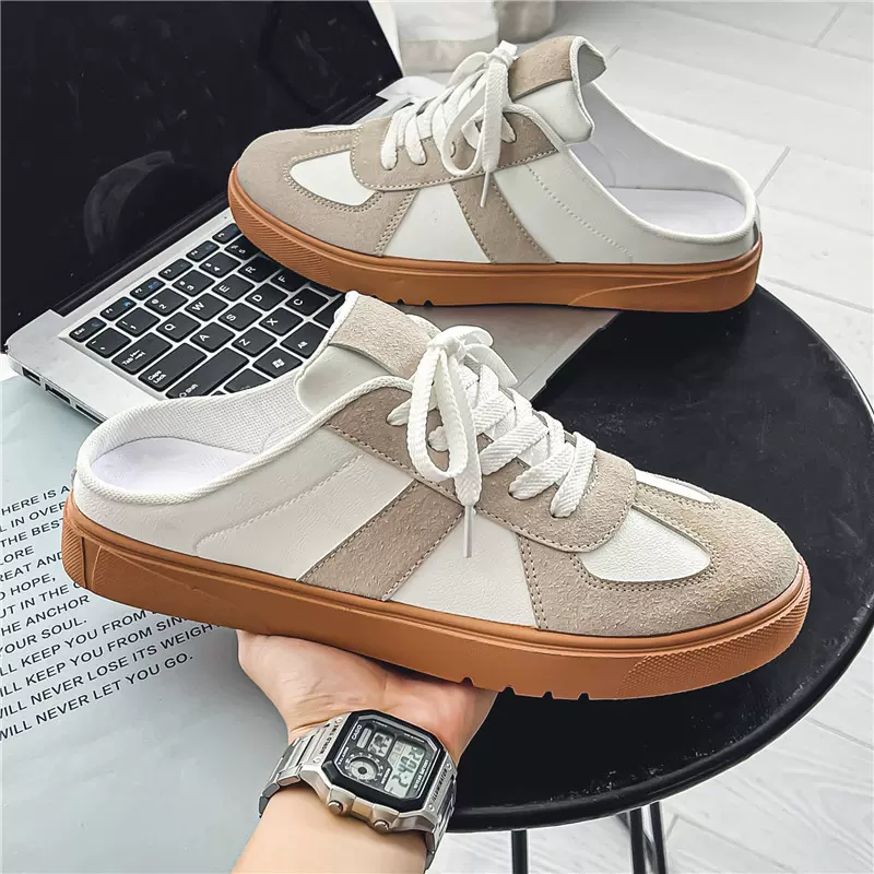 2023夏季网红休闲单鞋网面透气半托时尚简约男士一脚蹬外穿包头拖