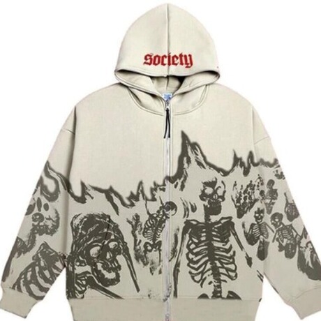 Cyberpunk Hoodie Skull Pattern Retro Street Style Hoodie Women Y2K Gothic Punk H