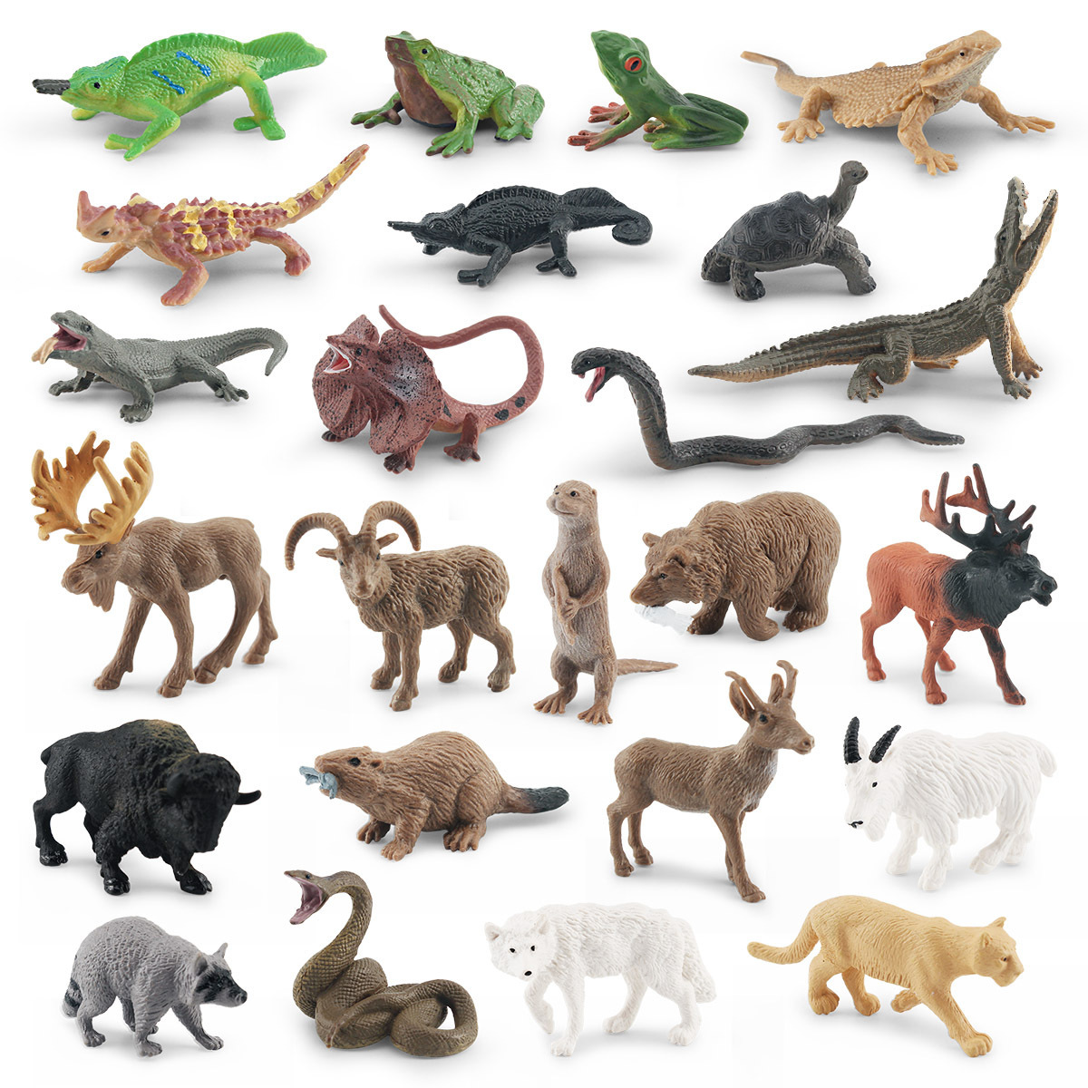 Simulación transfronteriza paraguas lagarto tortuga árbol Rana Cobra mapache Cougar Grizzly ELK anfibio modelo adornos