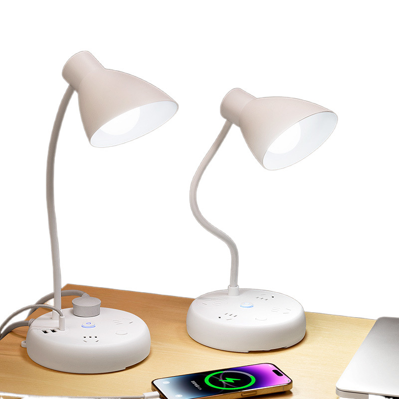 다기능 책상 램프 소켓 학생 기숙사 눈 보호 연구 램프 침대 옆 야간 조명 컨버터 플러그 USB 충전