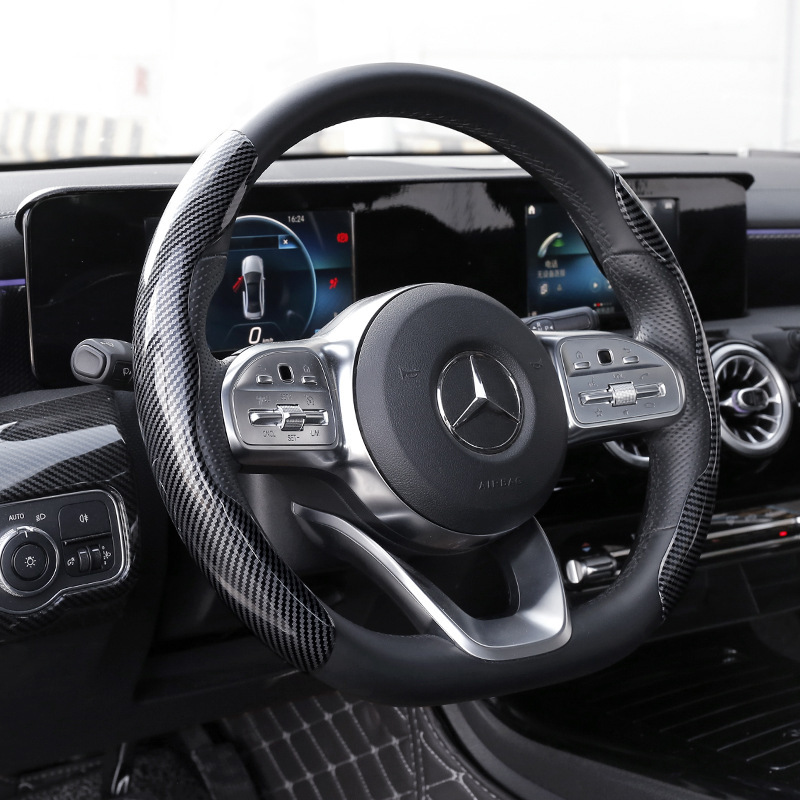 Water transfer carbon fiber pattern steering wheel cover water transfer steering wheel handle cover card cover four seasons universal fit non-slip four seasons