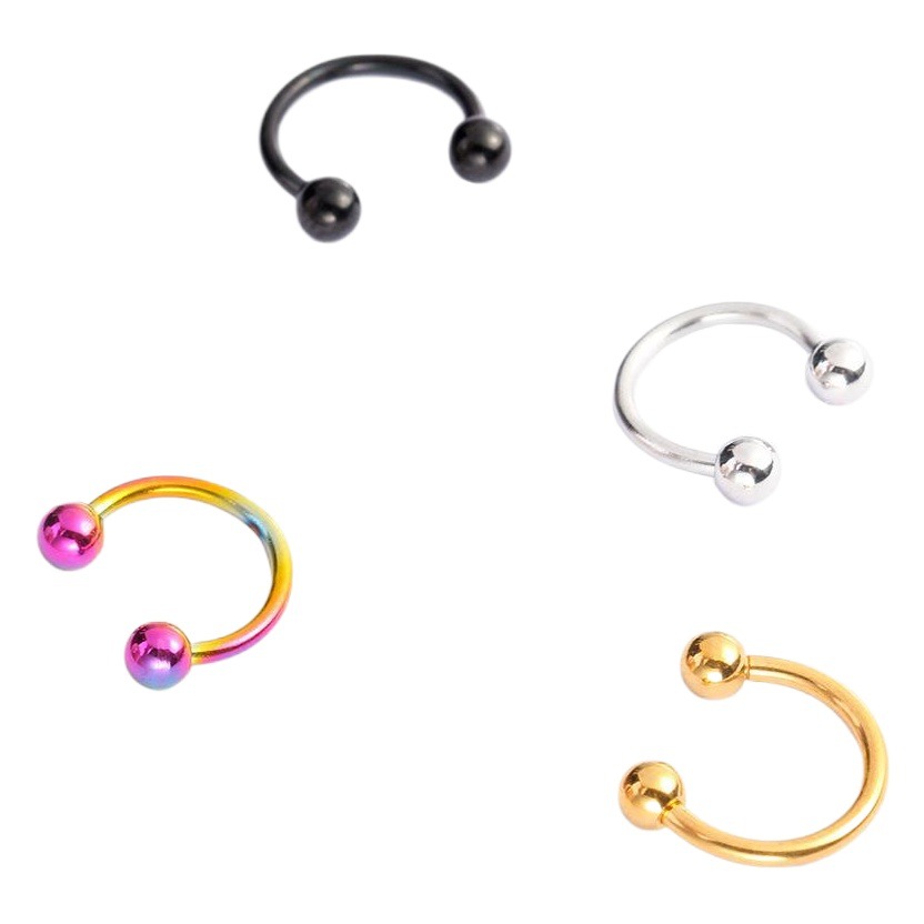 European and American Cross-Border Stainless Steel C-Shaped Bar Horseshoe Ring Vacuum Electroplating Piercing Jewelry C-Shaped Cool Nose Ring Manufacturer Wholesale