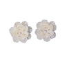 White earrings for bride, fashionable wedding dress, accessory, flowered