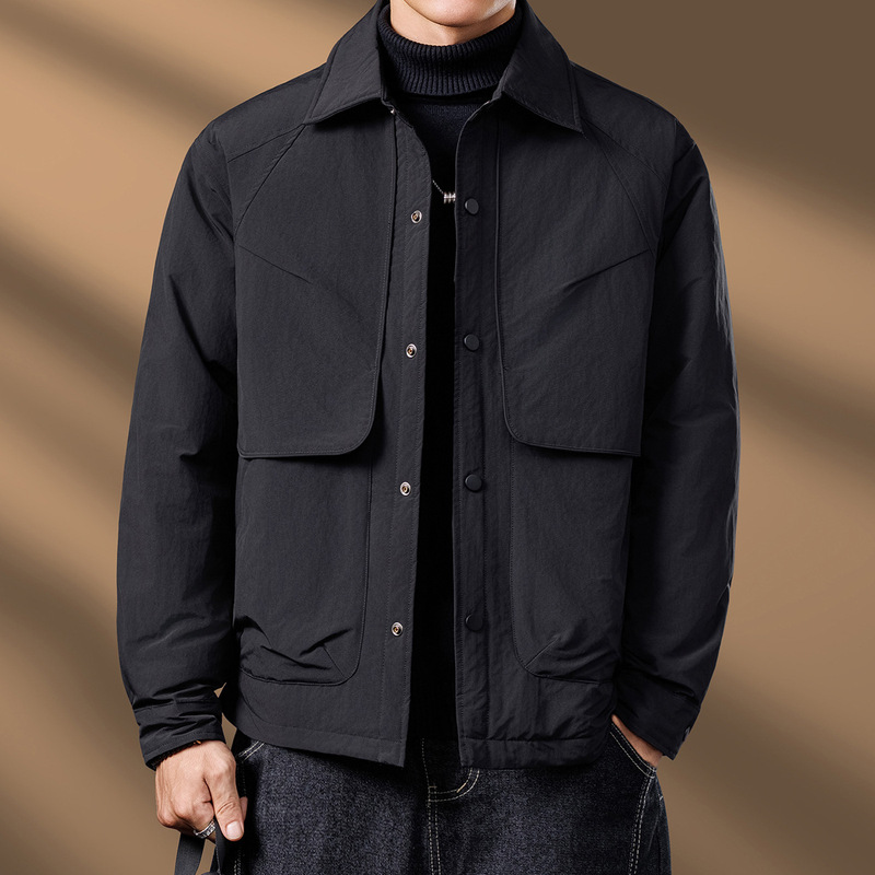 National Standard 50 Velvet 2025 Winter Lapel Men's Light down Jacket Business Casual Executive Button Jacket Winter