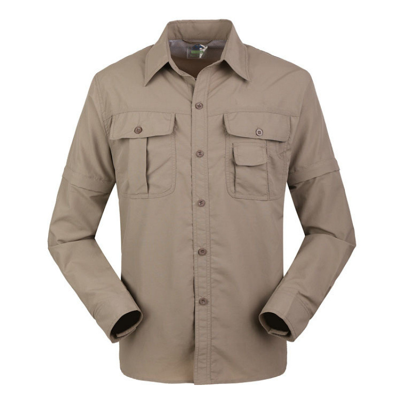 Camisa de secado rápido para exteriores, ropa fina de secado rápido para hombre, traje de manga corta desmontable para mujer, LOGO bordado