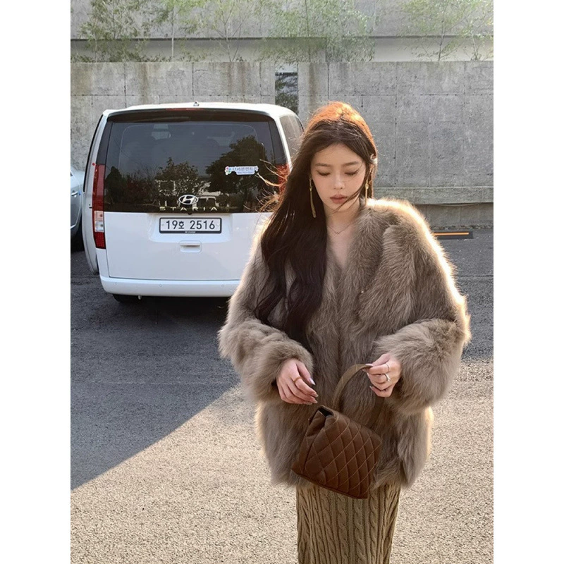 Haining Xiaoxiangfeng верхняя одежда из искусственного лисьего меха, женская весна-осень 2025, новый тонкий меховой теплый топ