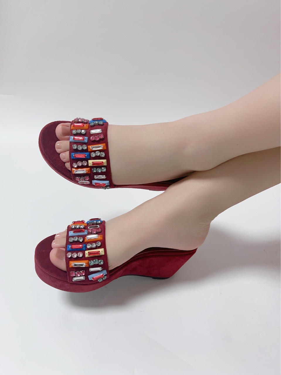 Women's Rhinestone Platform Sandals Comfortable Summer Beach Shoes_voghion.com