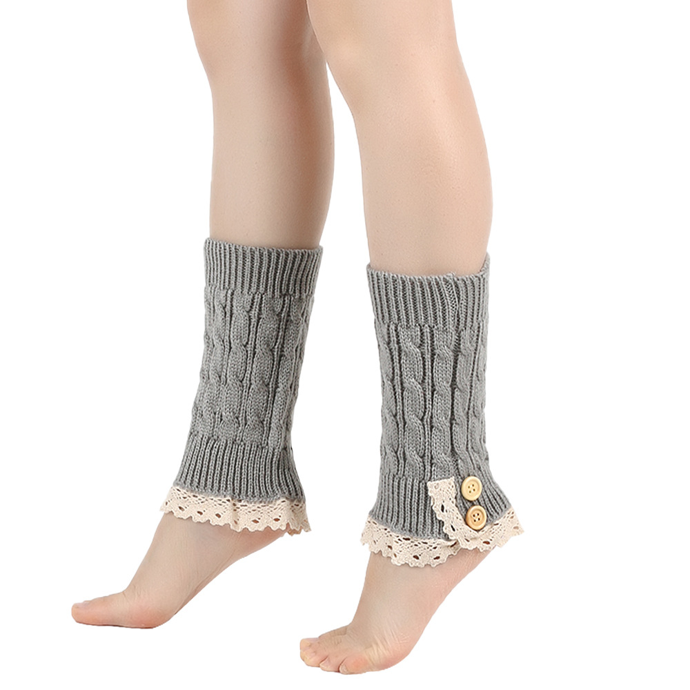 80g Weight sock cover Classification sock cover Lingerie Type Polyacrylonitrile Fiber Fabric Type A Pair Quantity Daily Occasion Warm, Breathable Function Color Block, Lace Pattern Winter, Spring, Autumn Season Women's Gender Jacquard Design Casual, Sweet Style Japanese Loose Button Foot Sock Lace Short Booties New Knitted Fashion Short Boots Sets Wool Leg Warmers 13