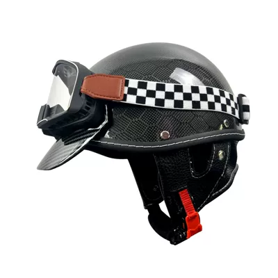 Motosiklet kaskı (dəbilqə) — National Standard 3C Certified Carbon - black-carbon-fiber-helmet-football-pattern-transparent-goggles-m