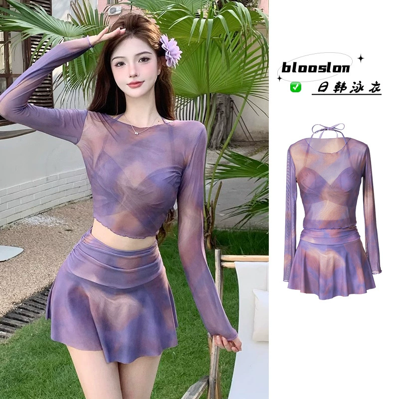 2025 новый купальник женский сексуальный фиолетовый сетчатый бикини