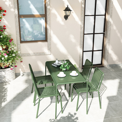 Outdoor dining table and chairs, trendy wrought iron backrest chairs, restaurant bar stools, simple milk tea shop coffee shop outdoor tables and chairs