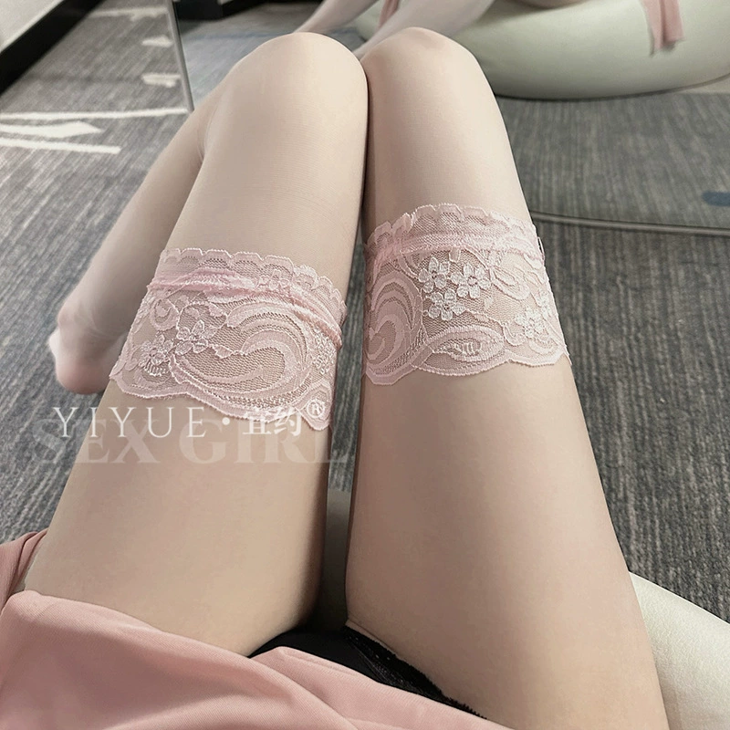 Гольфы до колена Yiyue, кружевная верхушка, прозрачные эластичные, один размер (черный/белый/красный/фиолетовый)