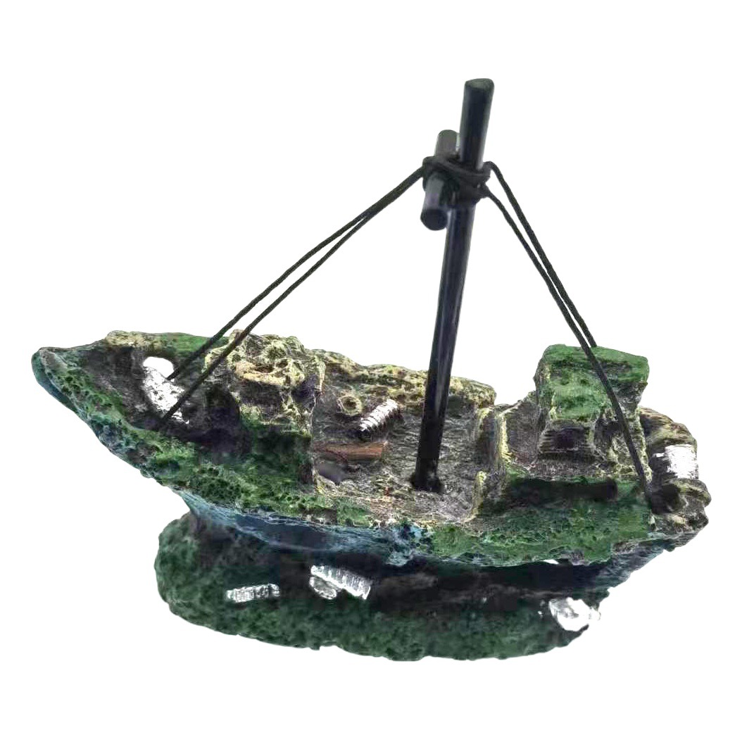 Adorno de Naufragio para Acuario, Decoración para Pecera, Paisajismo, Barco de Resina, Refugio, Modelo de Barco Vintage Transfronterizo
