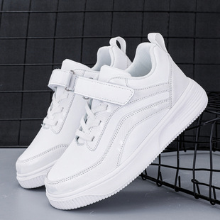 Children's Shoes Boys' Sneakers Children's White Sneakers Casual Four Seasons Leather Non-Slip Trendy Girls' White Shoes