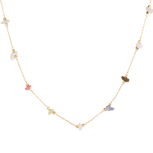 Summer Colorful Irregular Gemstone Necklace for Women, Fresh, Sweet, Simple, Elegant, High-End Accessory