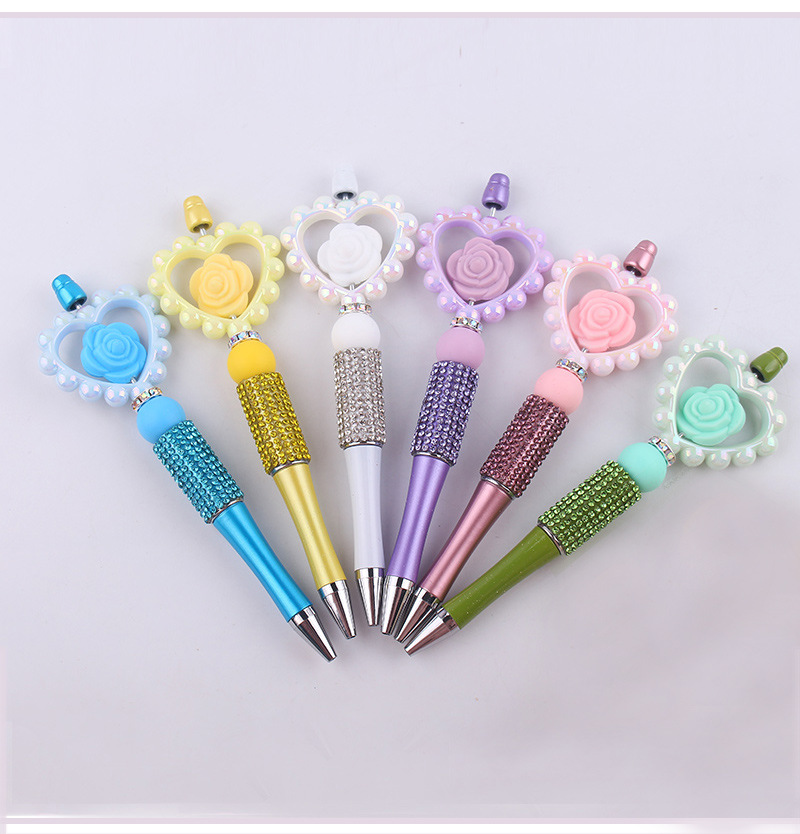 1 Piece Heart Shape Rose Learning Daily PVC Cute Ballpoint Pen display picture 3