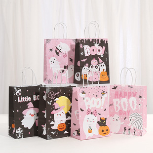 Amazon Hot Halloween Series Tote Bag Cute Little Ghost Printed Packaging Bag High Color Value Shopping Bag