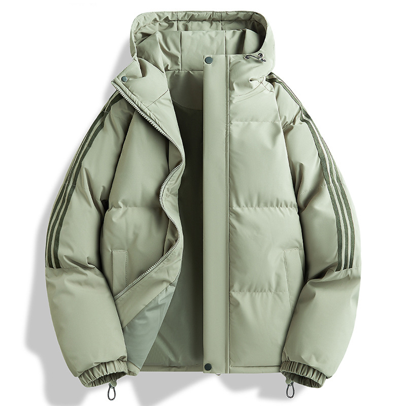 Invierno nueva pareja tres barras ropa de algodón marca de moda deportiva ocio juvenil popular encapuchado al aire libre chaqueta de algodón gruesa