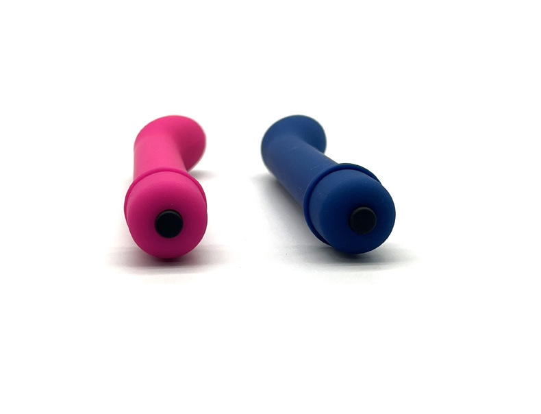 Mini AV Stick Vibrator, Curved Tip, ABS and Silicone, Pink or Blue — detail image 4