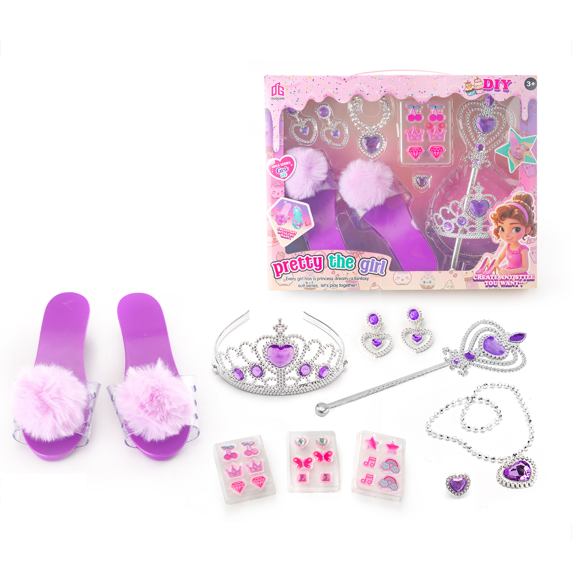 Set de Joyas de Juguete Infantil de Plástico con Accesorios Intercambiables para Niñas