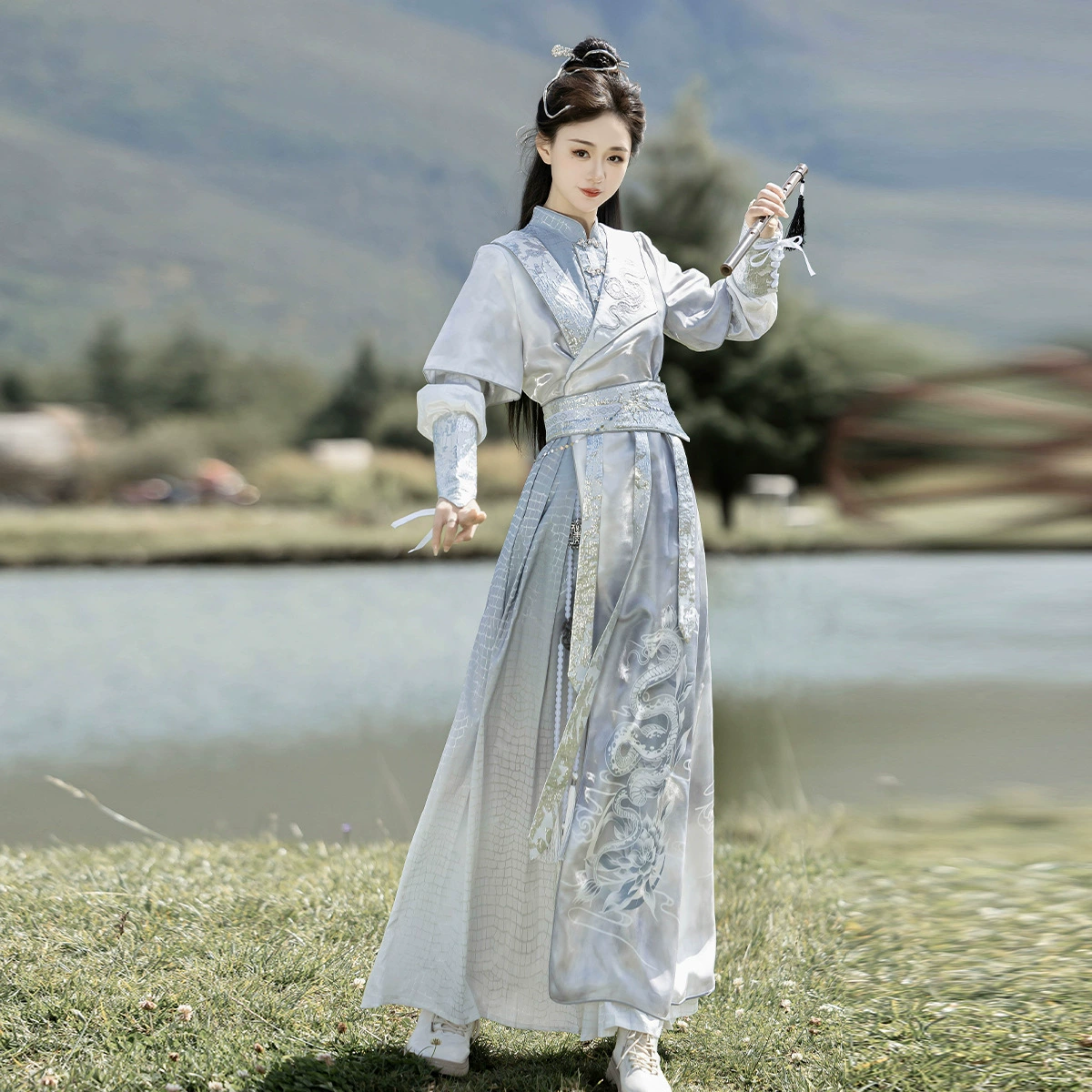 Оригинальная серебряная змея биография Hanfu женский китайский стиль