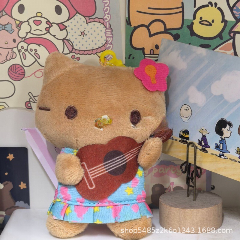 黑色草帽kitty帽宝宝挂件爱心扣公仔玩偶可爱赫本风挂饰钥匙扣|undefined