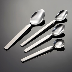 Ain304 stainless steel Western-style spoon with square handle, sandblasted handle, glossy spoon head, heavy-duty, multi-specification, hand-throwing round edge