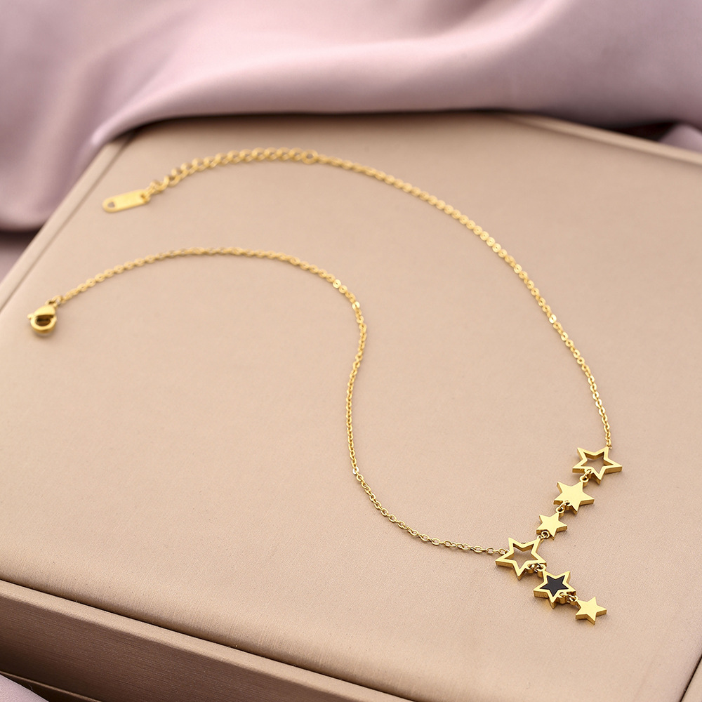 IG Style Simple Style Star Titanium Steel Plating 18K Gold Plated Pendant Necklace_colorza_5