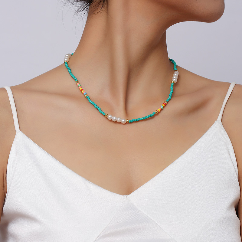 Bohemian Hand-woven Bead Pearl Necklace Creative Personality Clavicle Chain Jewelry display picture 2