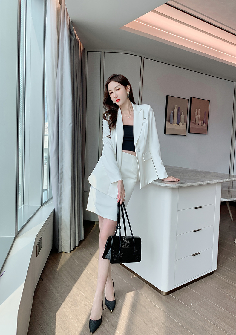 Set công sở nữ áo vest blazer và chân váy hai mảnh kiểu mới — Màu trắng chi tiết 24