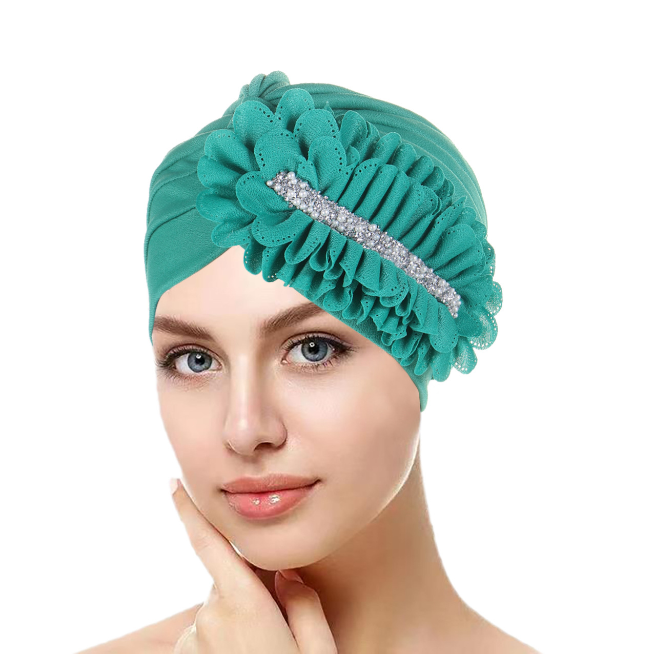 Turban Hat For Women With Diamond Appliqués Solid Colour Design_voghion.com