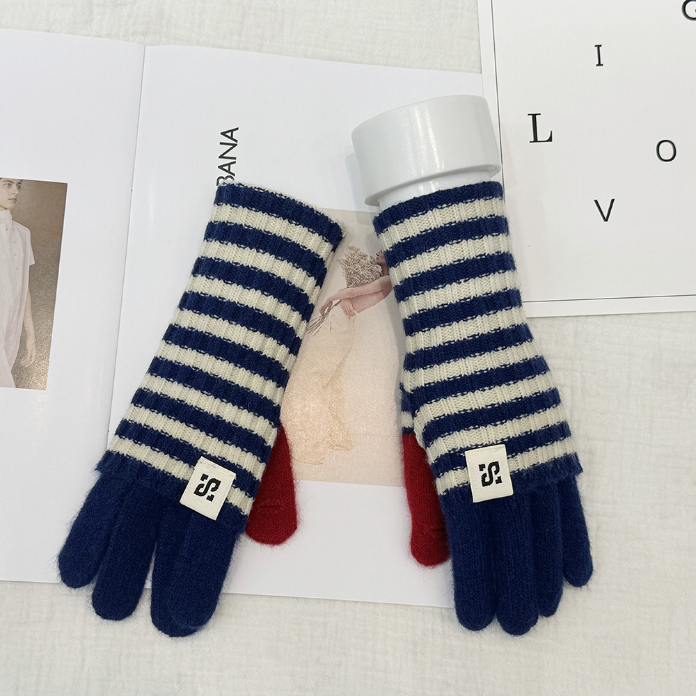 Nuevos guantes de punto de moda de pantalla táctil estriados guantes de motocicleta calientes y resistentes al frío